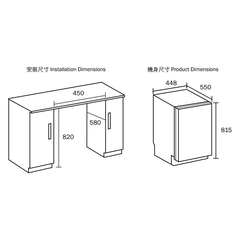 German Pool 德國寶 DWH-121 45厘米 9套標準餐具 Slim Line 嵌入式洗碗碟機